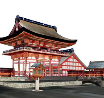 日式庙宇古建筑SU模型下载_sketchup草图大师SKP模型