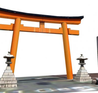 日式津岛神社大门SU模型下载_sketchup草图大师SKP模型
