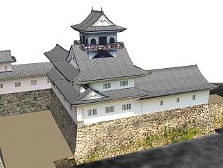 日式城堡SU模型下载_sketchup草图大师SKP模型