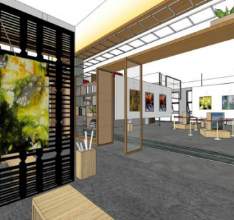 画廊展厅su模型下载_sketchup草图大师SKP模型
