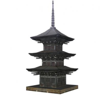 日式古建佛塔SU模型下载_sketchup草图大师SKP模型