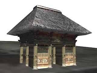 日式古建房子SU模型下载_sketchup草图大师SKP模型