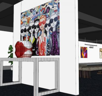 工业风美术画展SU模型下载_sketchup草图大师SKP模型