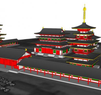 日式古建庙宇SU模型下载_sketchup草图大师SKP模型