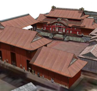 日式歇山顶古建庭院SU模型下载_sketchup草图大师SKP模型