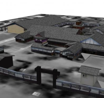 日式古建筑屋舍SU模型下载_sketchup草图大师SKP模型