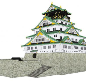 日式城堡外观SU模型下载_sketchup草图大师SKP模型