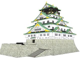 日式城堡外观SU模型下载_sketchup草图大师SKP模型