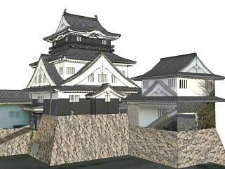 日式建筑城堡SU模型下载_sketchup草图大师SKP模型