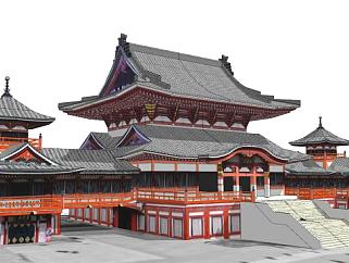日式大悲殿建筑SU模型下载_sketchup草图大师SKP模型