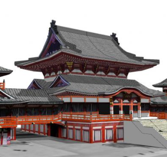 日式大悲殿建筑SU模型下载_sketchup草图大师SKP模型