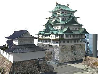 日式城堡建筑SU模型下载_sketchup草图大师SKP模型