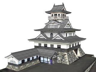 日式城堡外观sketchup模型下载_sketchup草图大师SKP模型