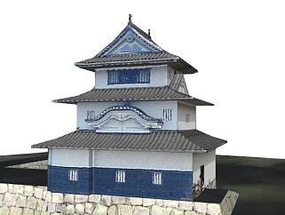 日式小型城堡SU模型下载_sketchup草图大师SKP模型