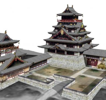 日式建筑城堡sketchup模型下载_sketchup草图大师SKP模型