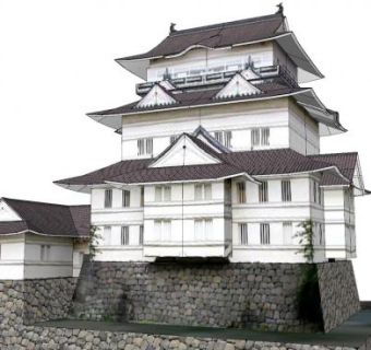 日式城堡设计SU模型下载_sketchup草图大师SKP模型