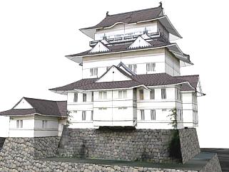 日式城堡设计SU模型下载_sketchup草图大师SKP模型