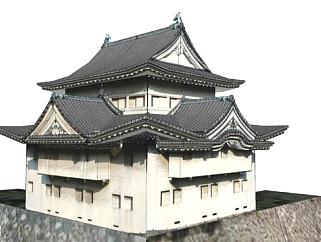 日本古建城堡SU模型下载_sketchup草图大师SKP模型