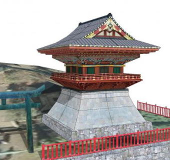 日式鸟居塔楼古建筑SU模型下载_sketchup草图大师SKP模型