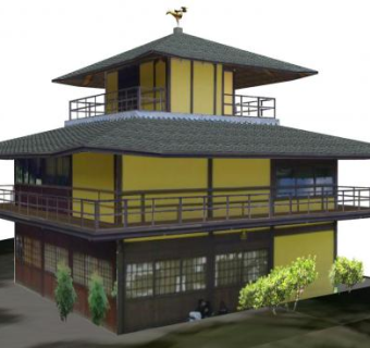 日式古建筑房屋外观SU模型下载_sketchup草图大师SKP模型