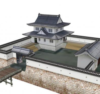 日式古建庭院外观SU模型下载_sketchup草图大师SKP模型