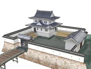 日式古建庭院外观SU模型下载_sketchup草图大师SKP模型