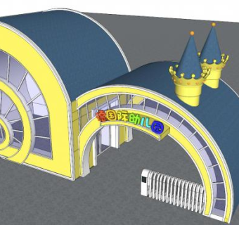 幼儿园入口大门su模型下载_sketchup草图大师SKP模型