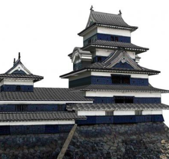 日式藩国城堡SU模型下载_sketchup草图大师SKP模型