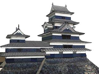 日式藩国城堡SU模型下载_sketchup草图大师SKP模型
