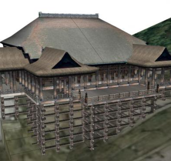 日式搭建山地建筑SU模型下载_sketchup草图大师SKP模型