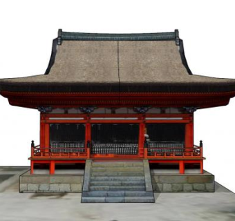 日式神社古建筑SU模型下载_sketchup草图大师SKP模型
