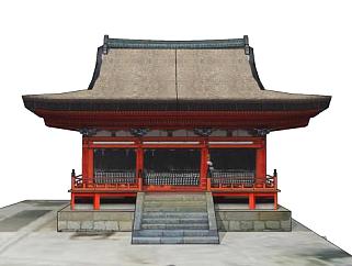 日式神社古建筑SU模型下载_sketchup草图大师SKP模型