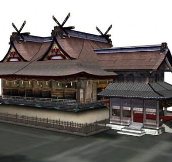 日式寺庙建筑SU模型下载_sketchup草图大师SKP模型