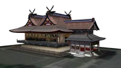 日式寺庙建筑SU模型下载_sketchup草图大师SKP模型