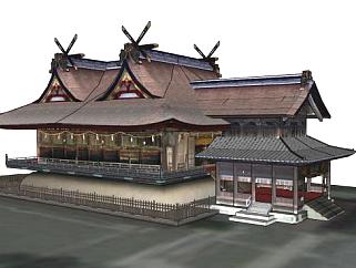 日式寺庙建筑SU模型下载_sketchup草图大师SKP模型
