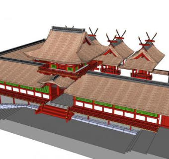 日式古建筑寺庙SU模型下载_sketchup草图大师SKP模型