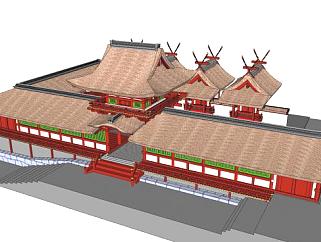 日式古建筑寺庙SU模型下载_sketchup草图大师SKP模型