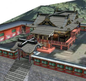 日式山地庭院建筑SU模型下载_sketchup草图大师SKP模型