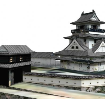 日式城堡合院建筑SU模型下载_sketchup草图大师SKP模型