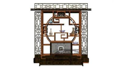 中式博古架背景su模型下载_sketchup草图大师SKP模型