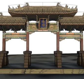 庙宇牌坊su模型下载_sketchup草图大师SKP模型