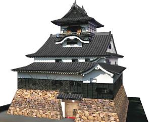 日式建筑城堡外观SU模型下载_sketchup草图大师SKP模型