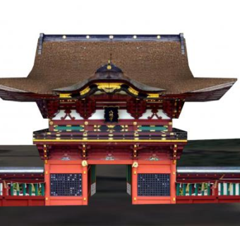 日式古建筑大门SU模型下载_sketchup草图大师SKP模型