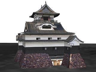 日式城堡古建筑sketchup模型下载_sketchup草图大师SKP模型