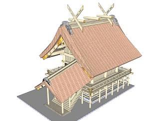 日式建筑房子SU模型下载_sketchup草图大师SKP模型
