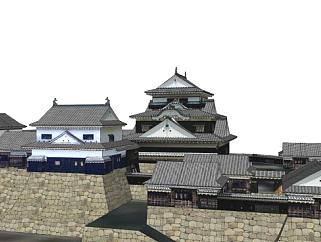 日本古建筑城堡房屋SU模型下载_sketchup草图大师SKP模型