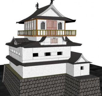 日式城堡古建外观sketchup模型下载_sketchup草图大师SKP模型