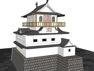 日式城堡古建外观sketchup模型下载_sketchup草图大师SKP模型