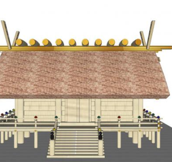 日式古建高架民房sketchup模型下载_sketchup草图大师SKP模型