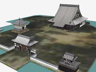 日式古建筑庭院SU模型下载_sketchup草图大师SKP模型